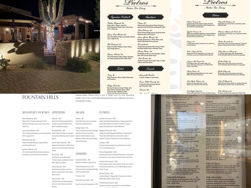 Pietro's Menu