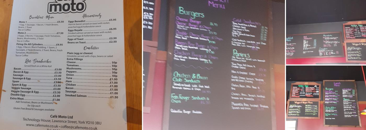 Cafe Moto Limited Menu