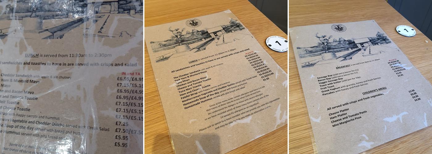 Rowntree Park Reading Cafe Menu