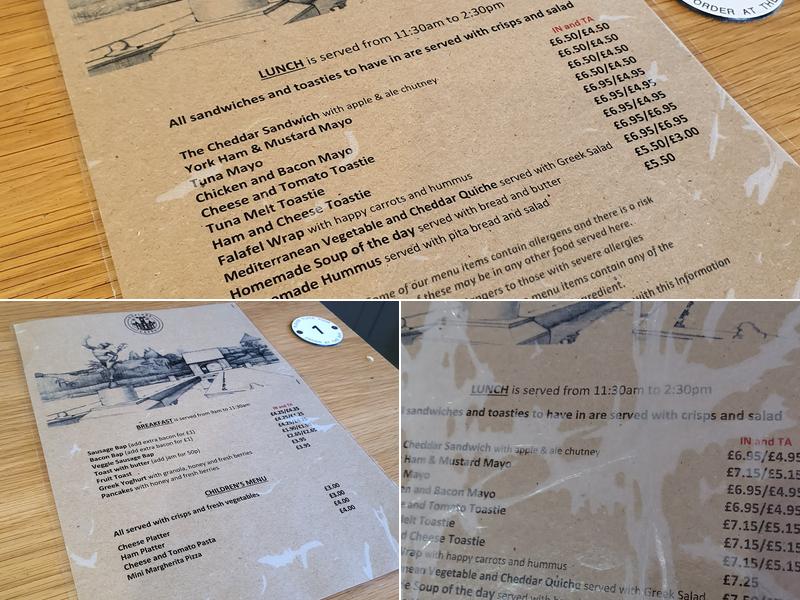 Rowntree Park Reading Cafe Menu