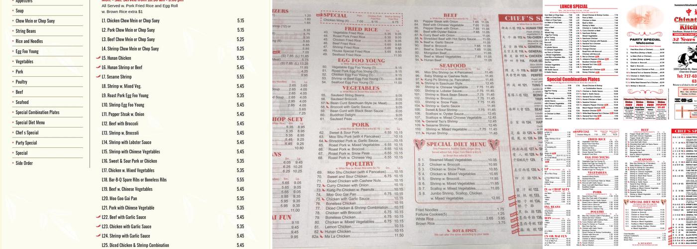 Chinatown Kitchen Menu