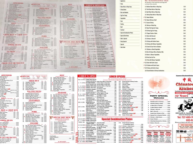 Chinatown Kitchen Menu