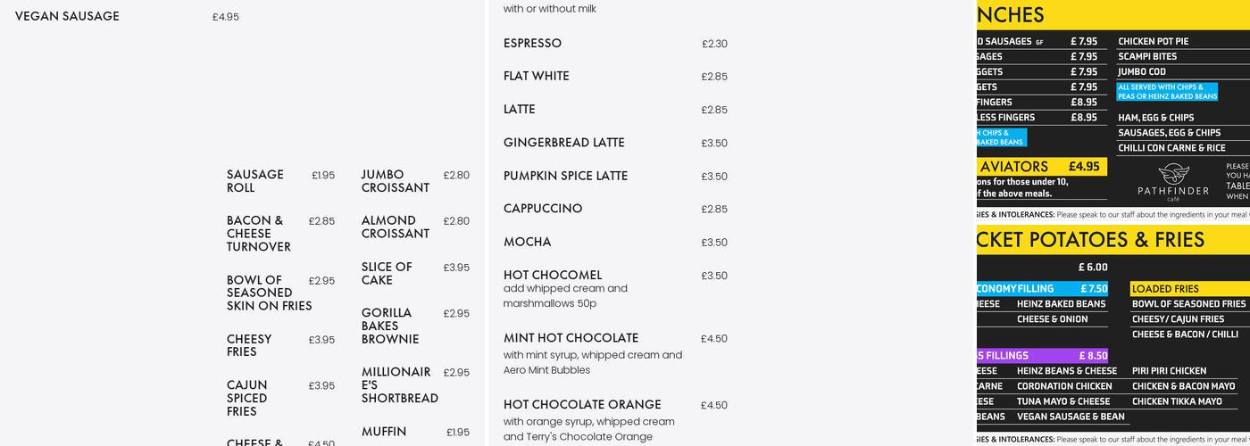 Pathfinder Café Menu