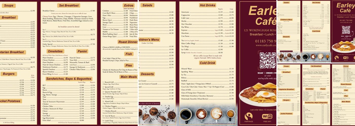 Earley Cafe Menu
