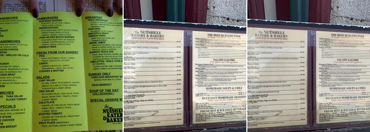 Nutshell Eatery & Bakery Menu