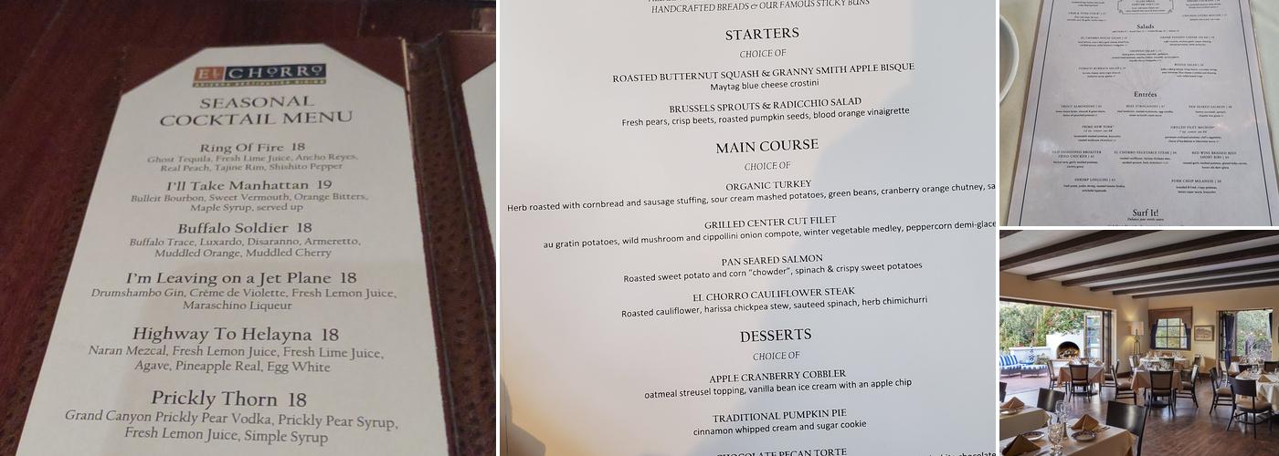 El Chorro Menu