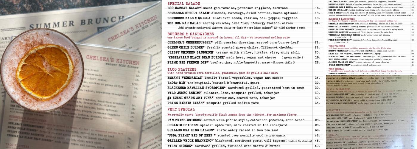 Chelsea’s Kitchen Menu
