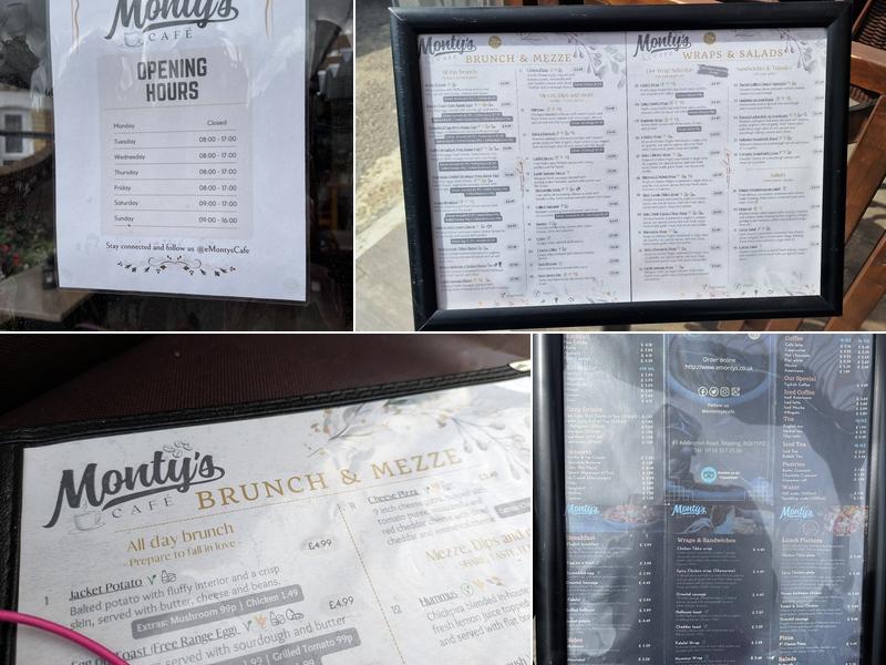 Monty's Cafe Menu