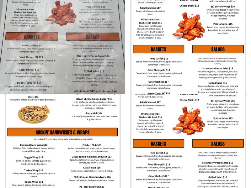 Rockin 'S Bar And Grill Lake Granbury Menu