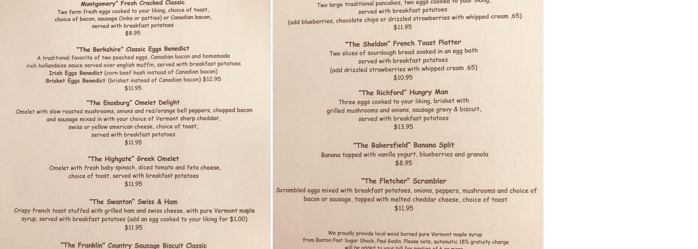 Farm To Table Menu