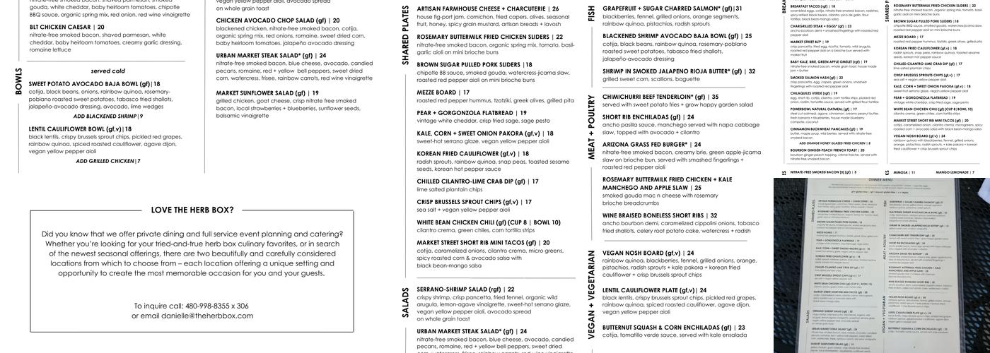 The Herb Box Menu