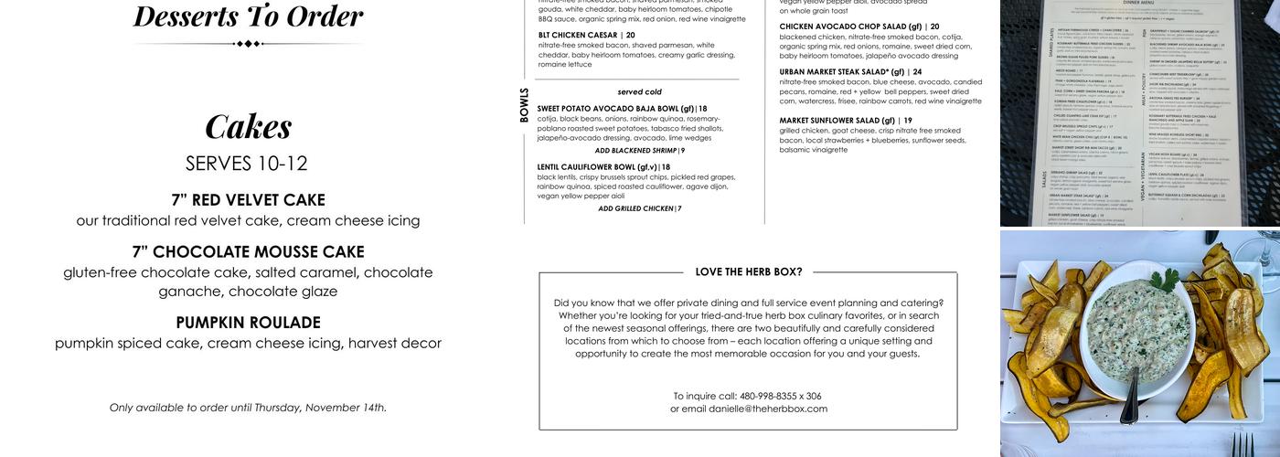 The Herb Box Menu