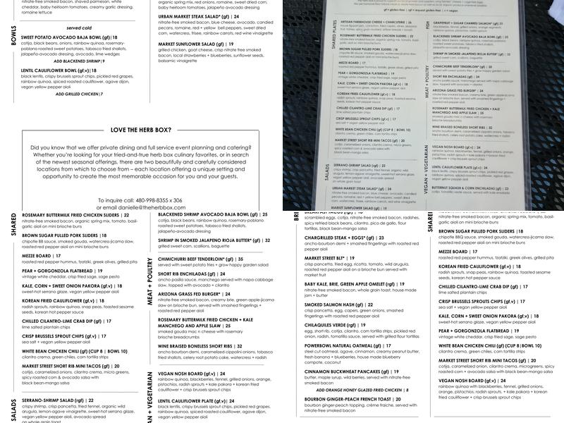 The Herb Box Menu