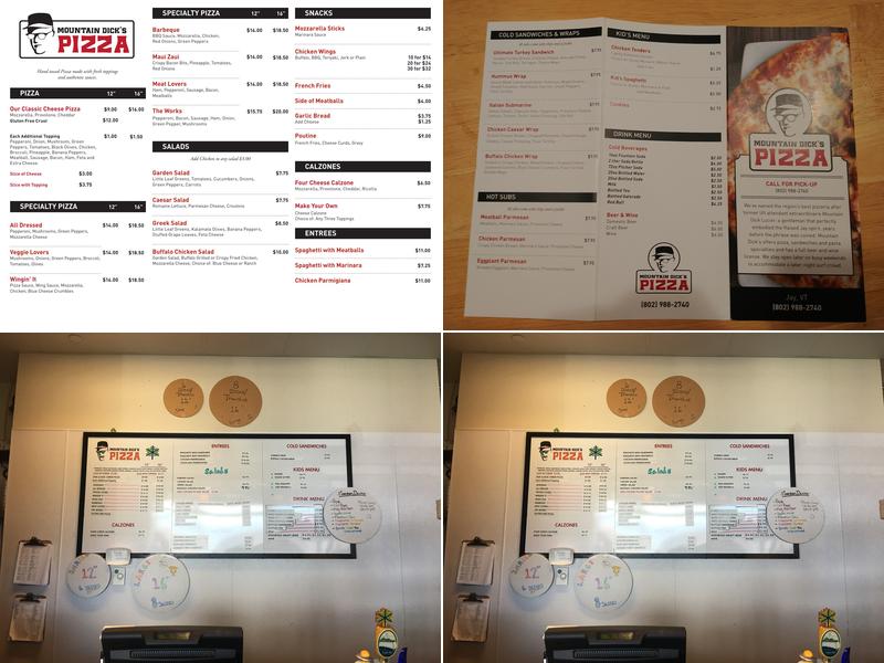 Mountain Dick's Pizza Menu