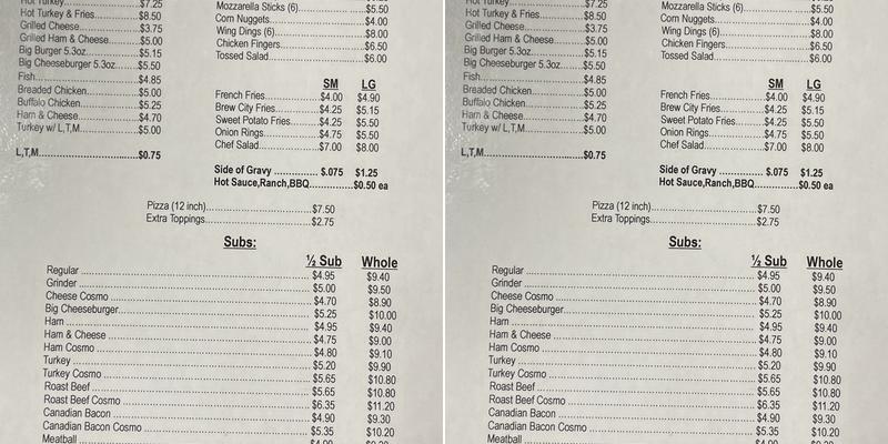 Brandon Cafe Menu