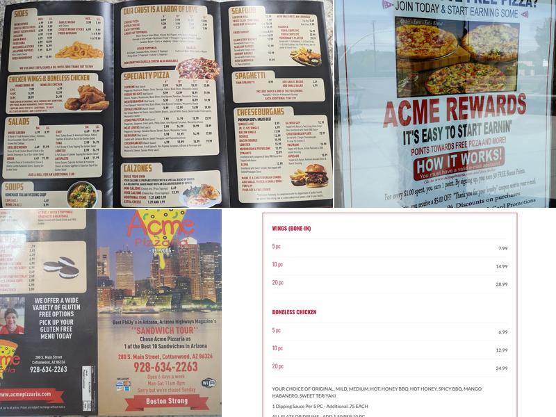 Acme Pizzaria Menu