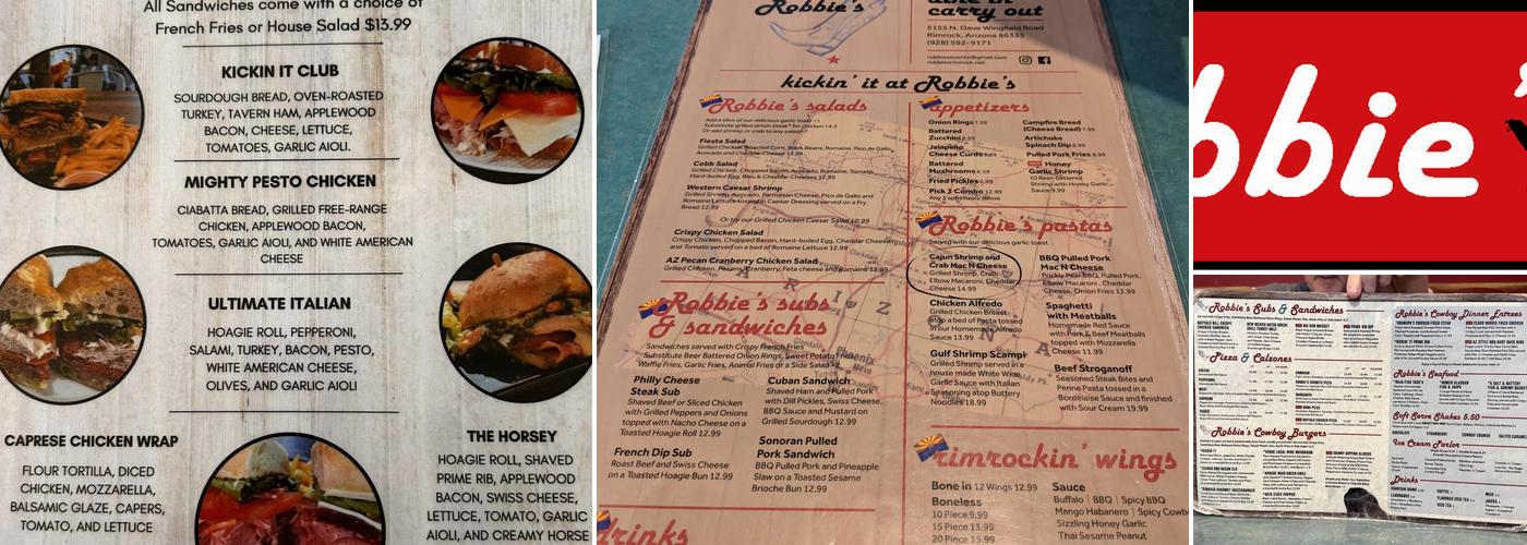 Robbie's Menu