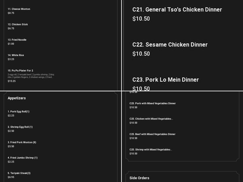 Ling Ling Chinese Restaurant Menu