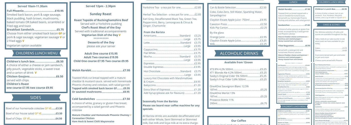 The Phoenix Kitchen Menu