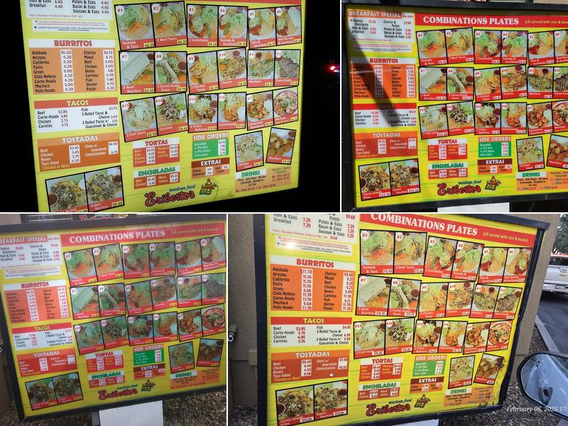 Eribertos Mexican Food Menu