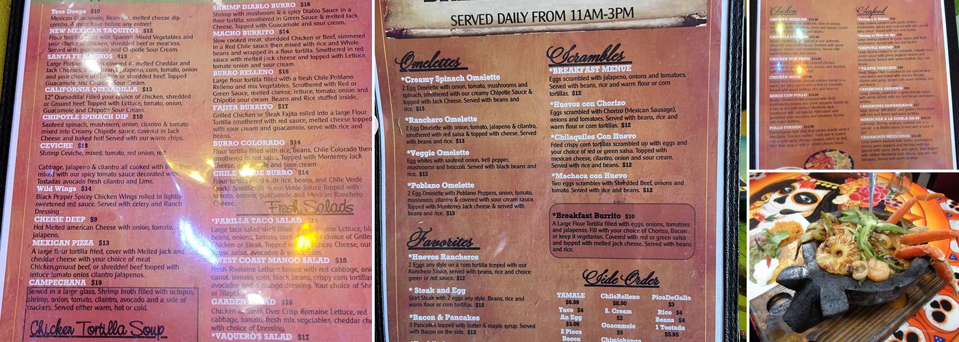 Vaqueros Grill & Cantina Menu