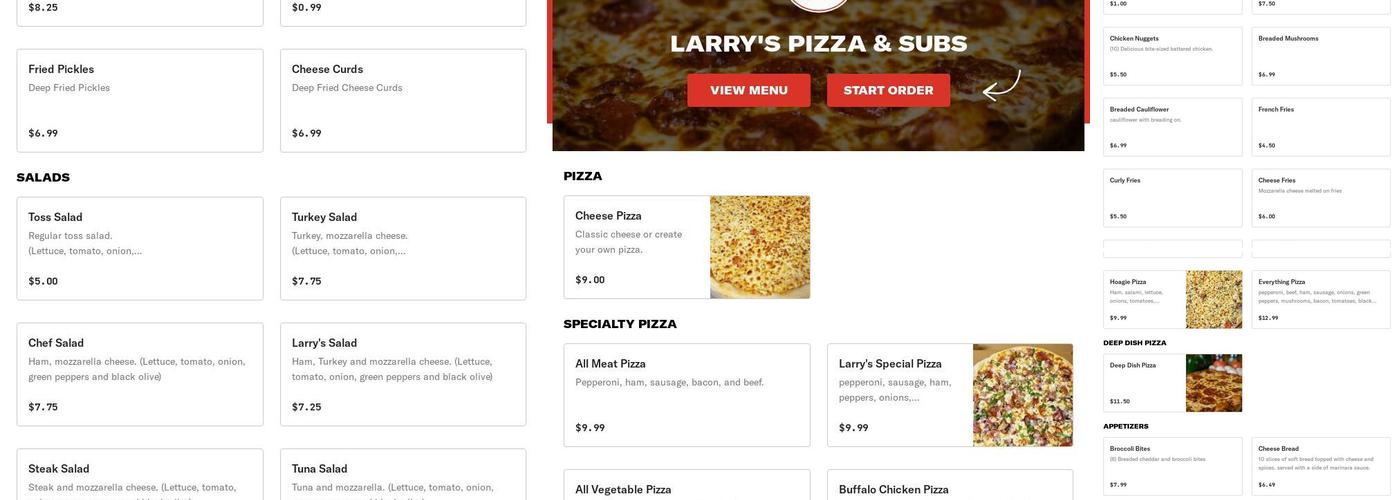 Larry's Pizza & Subs Menu