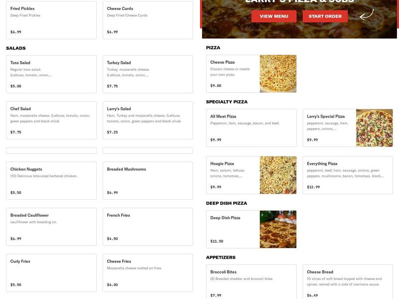 Larry's Pizza & Subs Menu