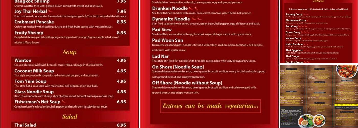 Joy Thai Cuisine Menu