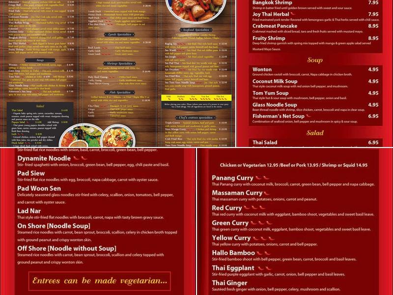 Joy Thai Cuisine Menu
