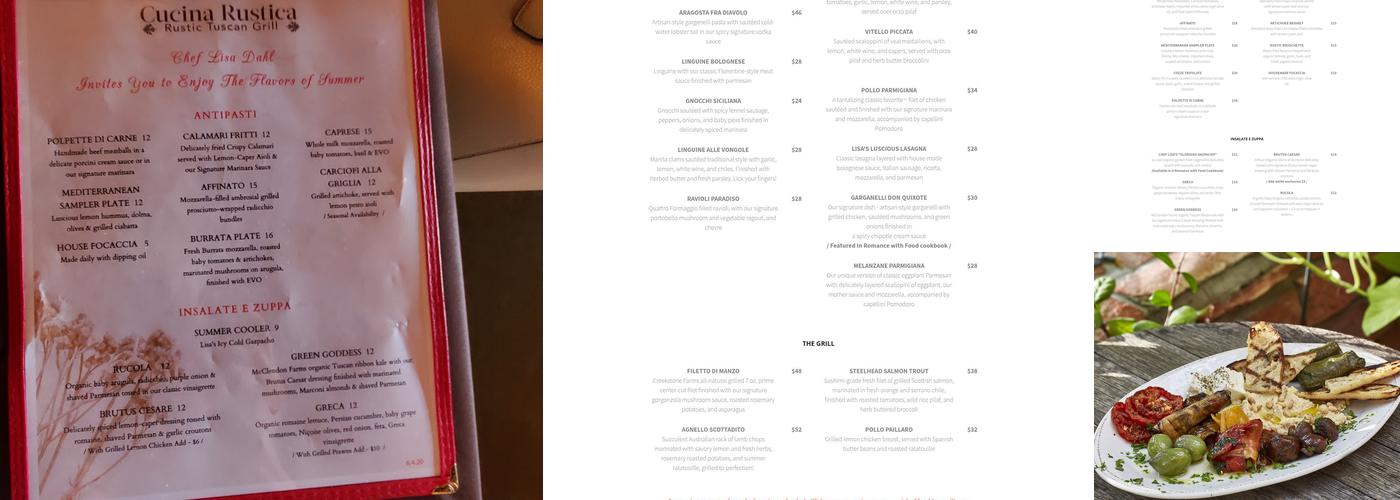 Cucina Rustica Menu