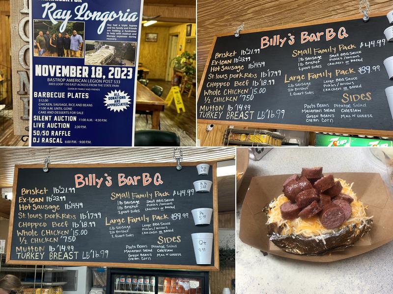 Billy's Pit BBQ Menu