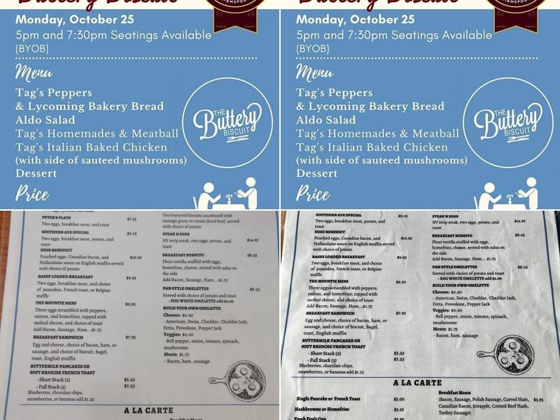 The Buttery Biscuit Menu