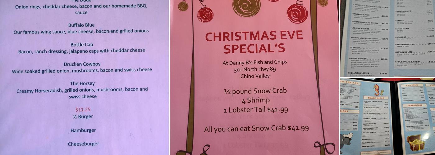 Danny B's Fish and Chips Menu