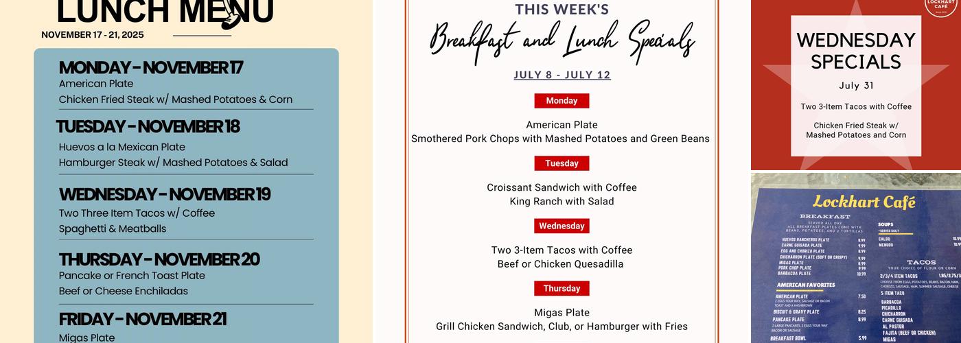 Lockhart Cafe Menu