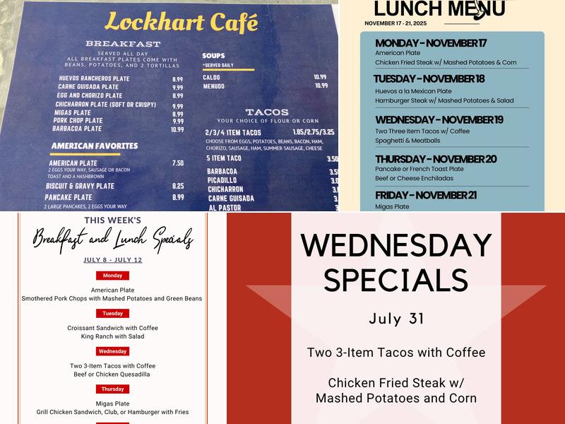Lockhart Cafe Menu