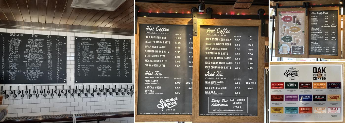 Summer Moon Coffee Menu