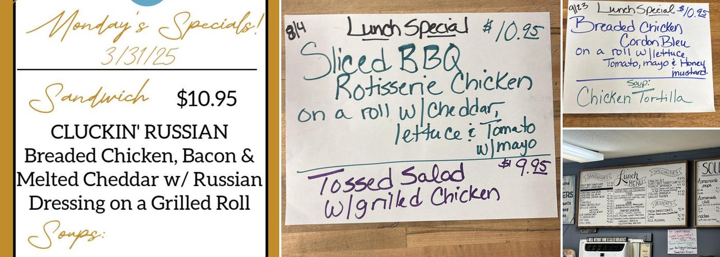 On the Run Coffee Shop Menu