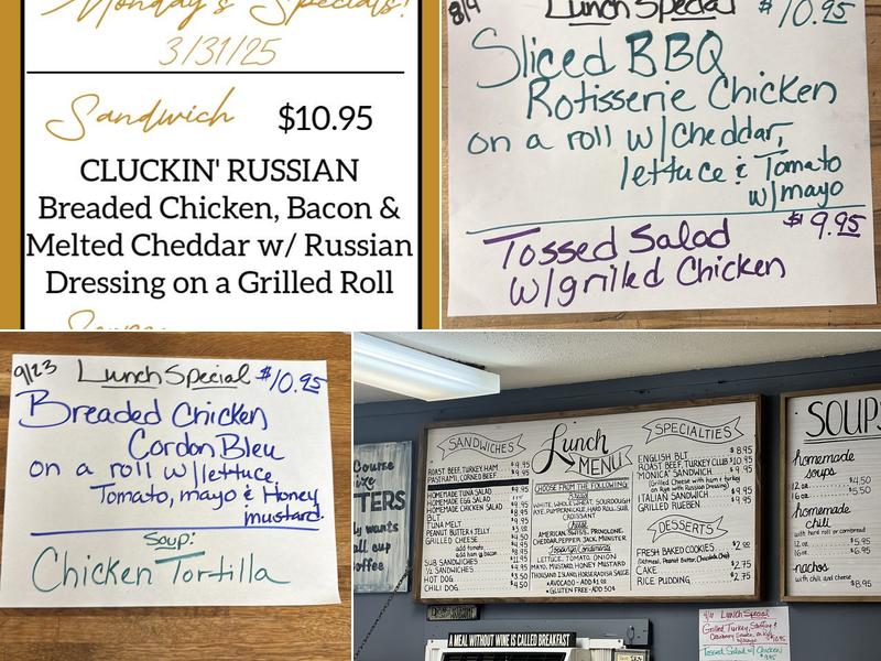 On the Run Coffee Shop Menu