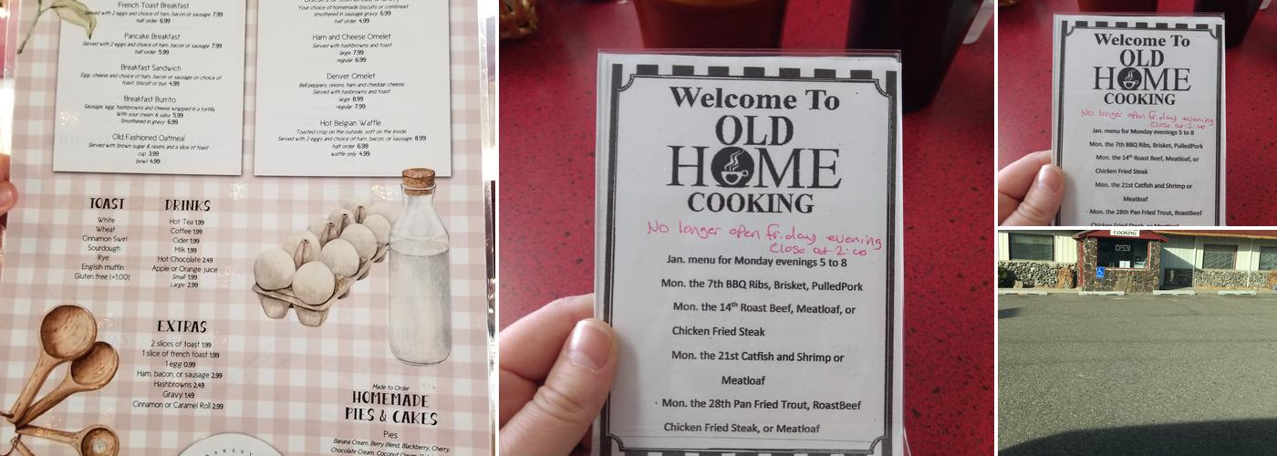 Old Home Cooking Menu