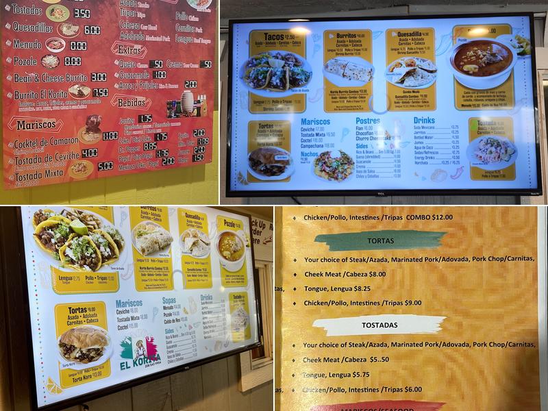 Tacos El Korita Menu