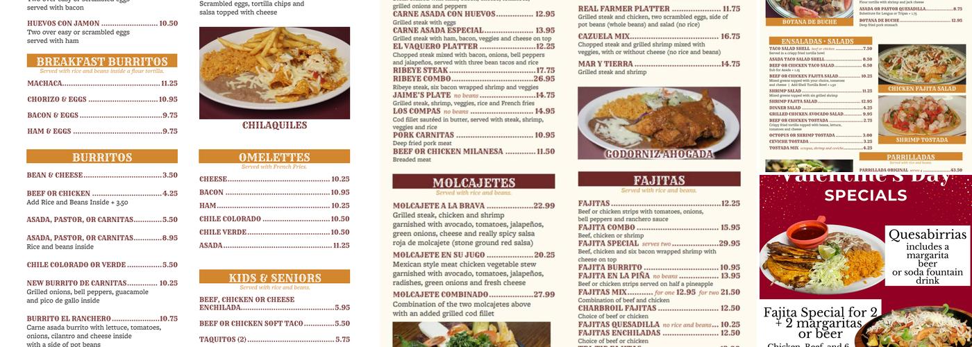 El Tapatio Menu