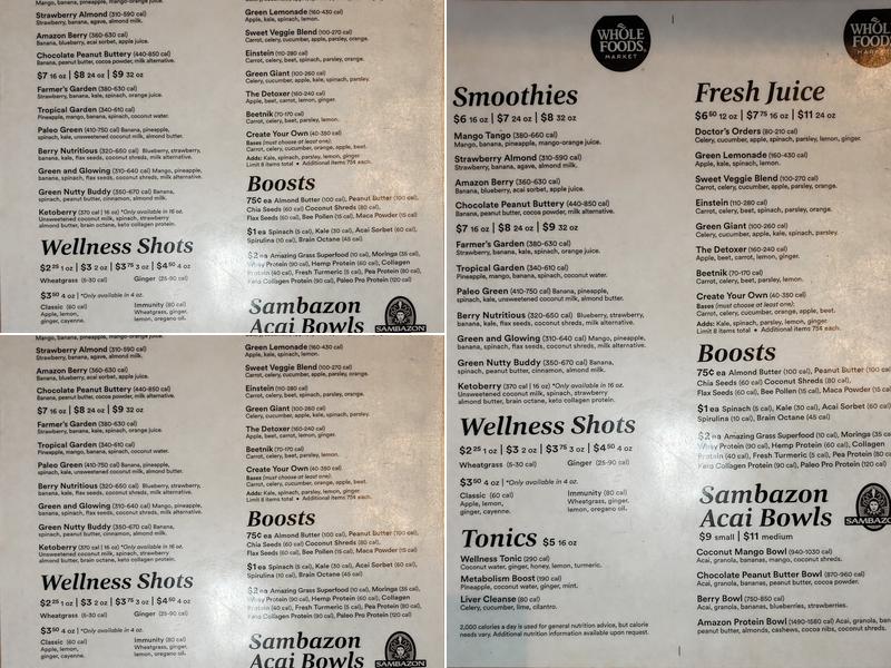 WFM Coffee & Juice Bar Menu