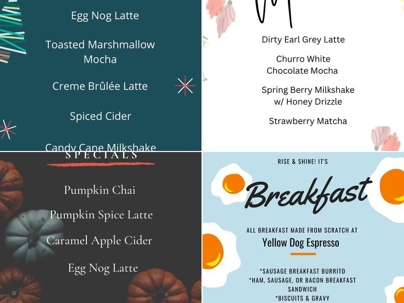 Yellow Dog Espresso Menu