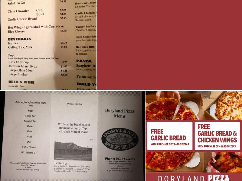 Doryland Pizza Menu
