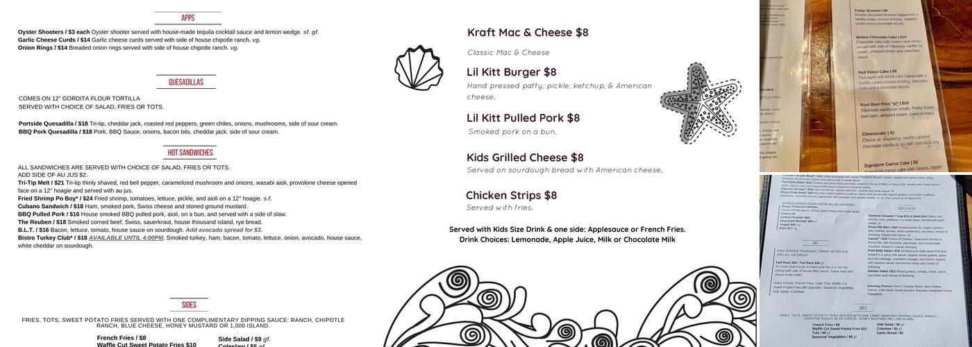 Garibaldi Portside Bistro Menu