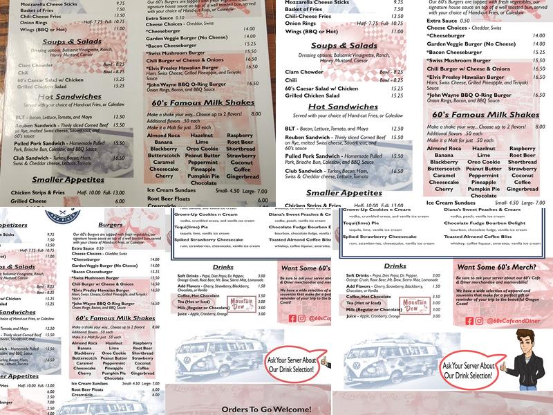 60's Cafe & Diner Menu