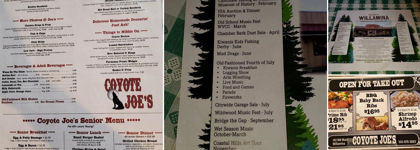Coyote Joe's Menu