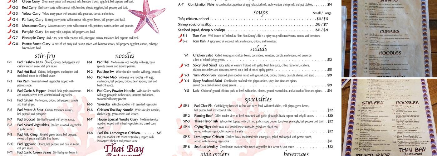 Thai Bay Restaurant Menu