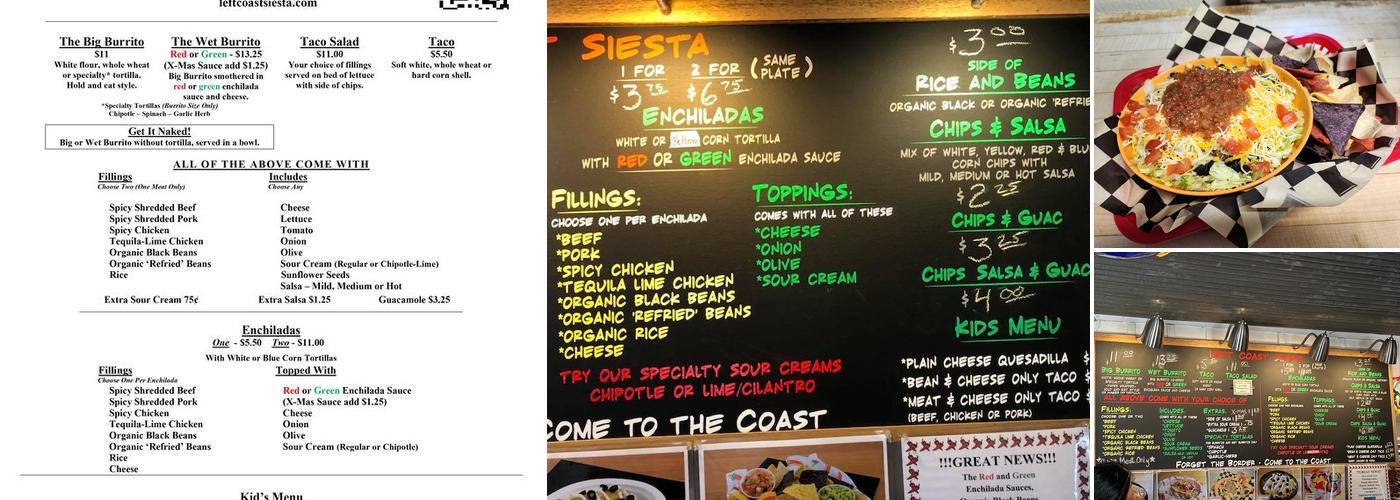Left Coast Siesta Menu