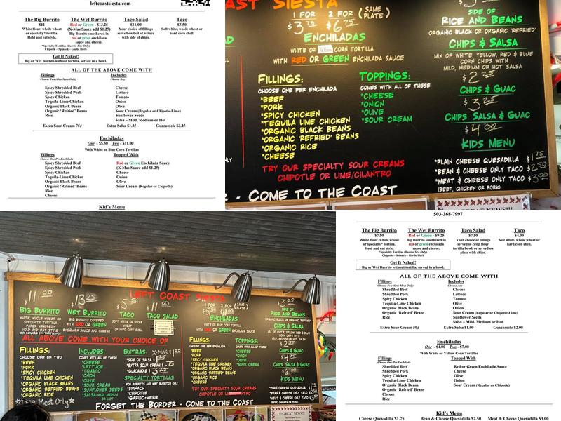 Left Coast Siesta Menu